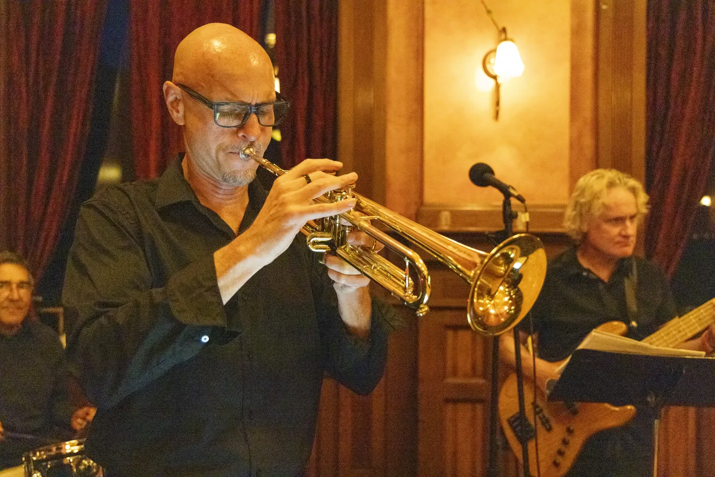 Zan Waller on trumpet with the band at Ouray's 150th Gala